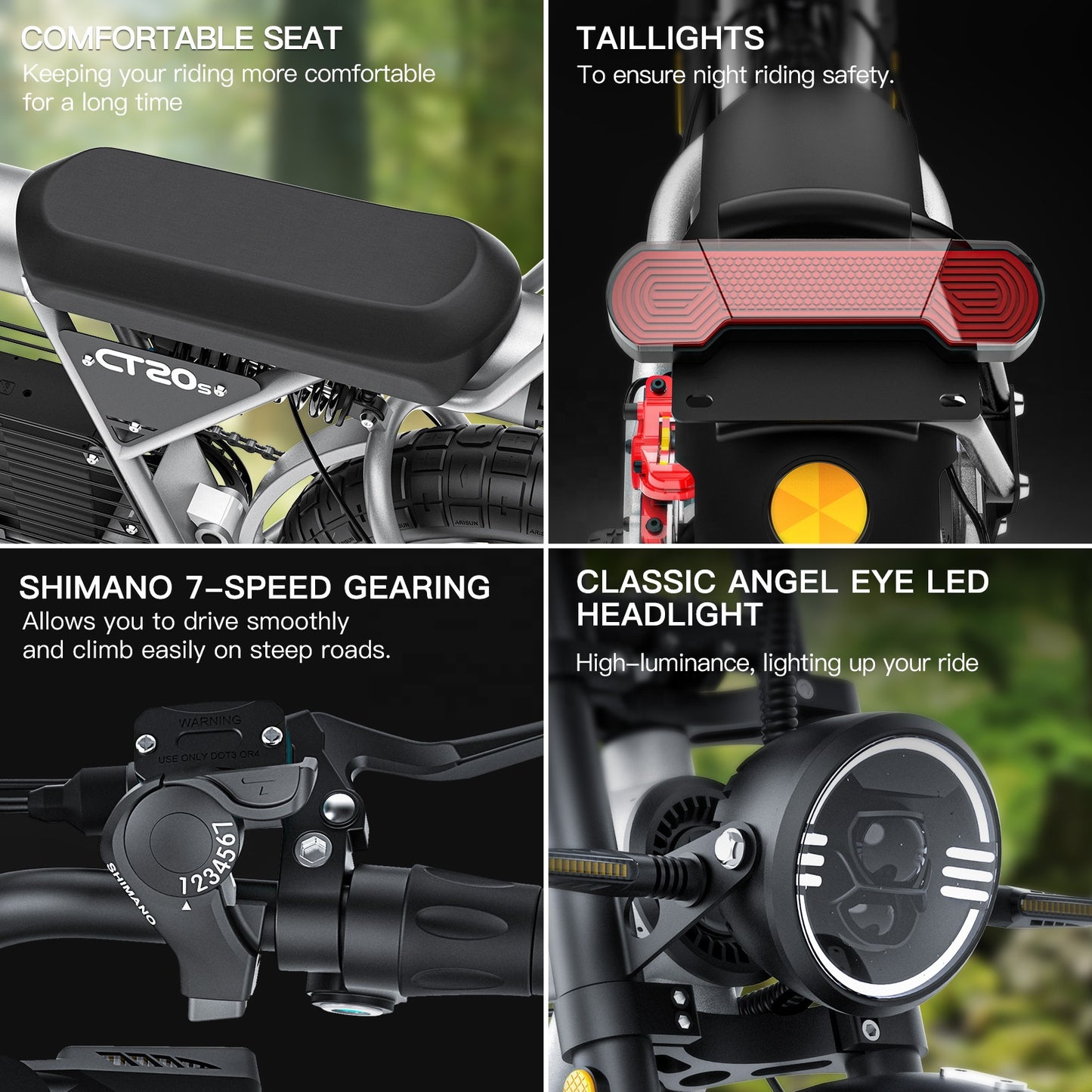 COSWHEEL CT20S 65km/h Electric Bike for Adults 2000W Motor 60V 27.5AH Battery 100Miles Long Range Ebike 20x5" Fat Tire E Bike