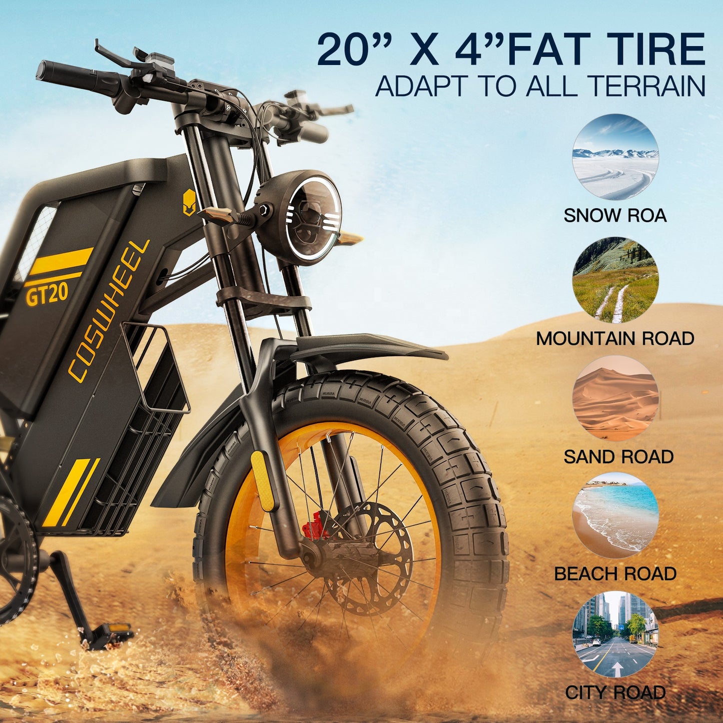 Coswheel GT20 Long Range E Bike Battery Fast Fat Tire Electr Bike Factory Direct 1500W Power Cheap E Bike Mountain Ebike Fatbike