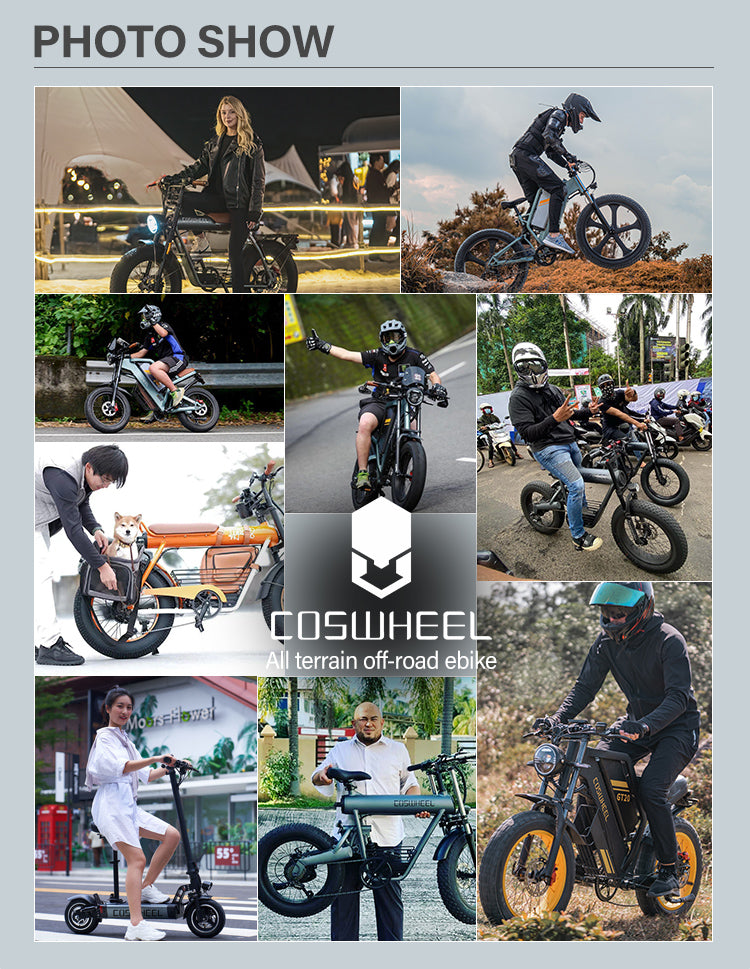 COSWHEEL CT20S 65km/h Electric Bike for Adults 2000W Motor 60V 27.5AH Battery 100Miles Long Range Ebike 20x5" Fat Tire E Bike