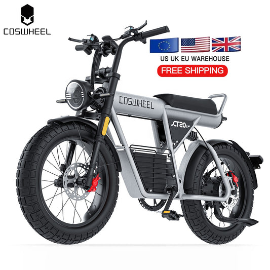 COSWHEEL CT20S 65km/h Electric Bike for Adults 2000W Motor 60V 27.5AH Battery 100Miles Long Range Ebike 20x5" Fat Tire E Bike