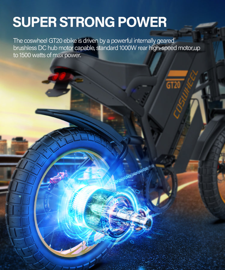 Coswheel GT20 Long Range E Bike Battery Fast Fat Tire Electr Bike Factory Direct 1500W Power Cheap E Bike Mountain Ebike Fatbike