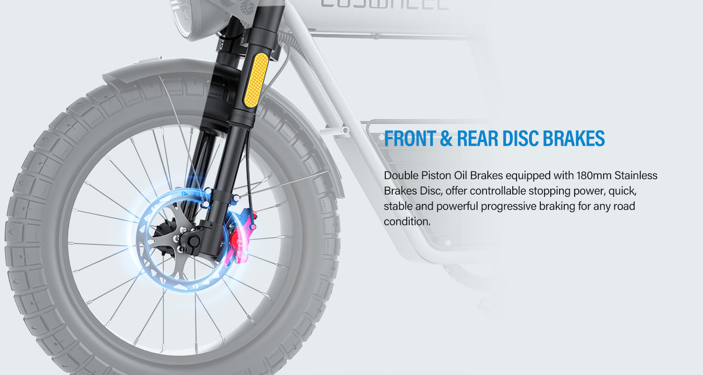 COSWHEEL CT20S 65km/h Electric Bike for Adults 2000W Motor 60V 27.5AH Battery 100Miles Long Range Ebike 20x5" Fat Tire E Bike