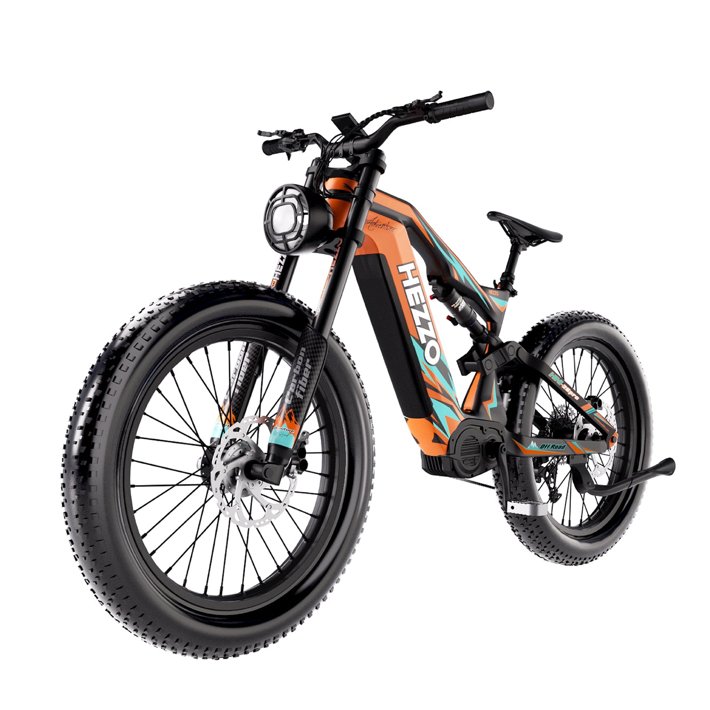 HEZZO 2025 Bafang Mid Drive Ebike M620 52V 1000W Carbon Fiber Ebike 9 Speed Kenda 26x4.8" Fat Emtb 21Ah LG EU UK Free Shipping